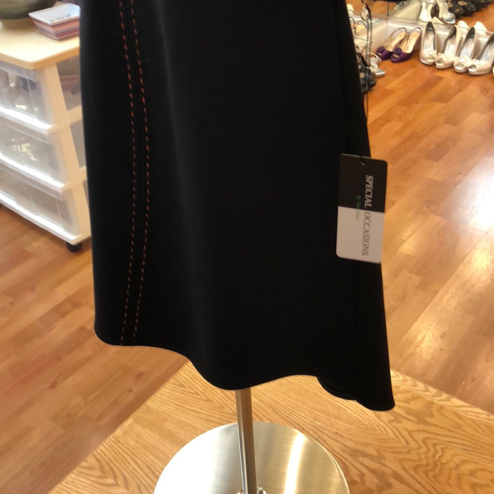 Women’s 3/4 sleeve dress, black, orange stitch - Picture 3 of 6